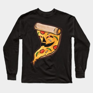 Evil Jack O Lantern Pizza Slice Halloween Long Sleeve T-Shirt